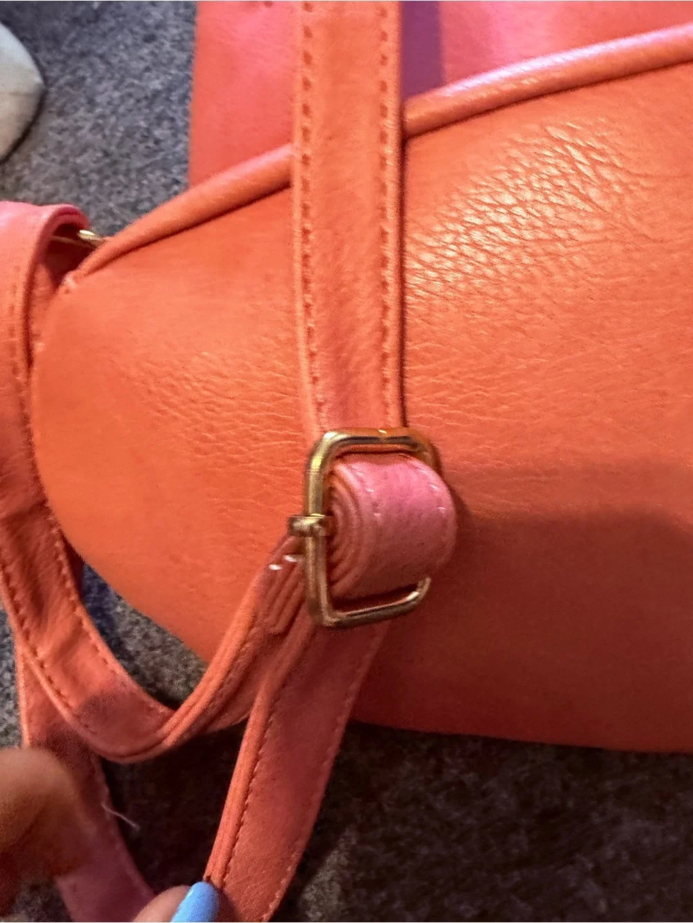 Michael Kors Coral-Pink Pebbled Leather Drawstring Backpack with MK Logo